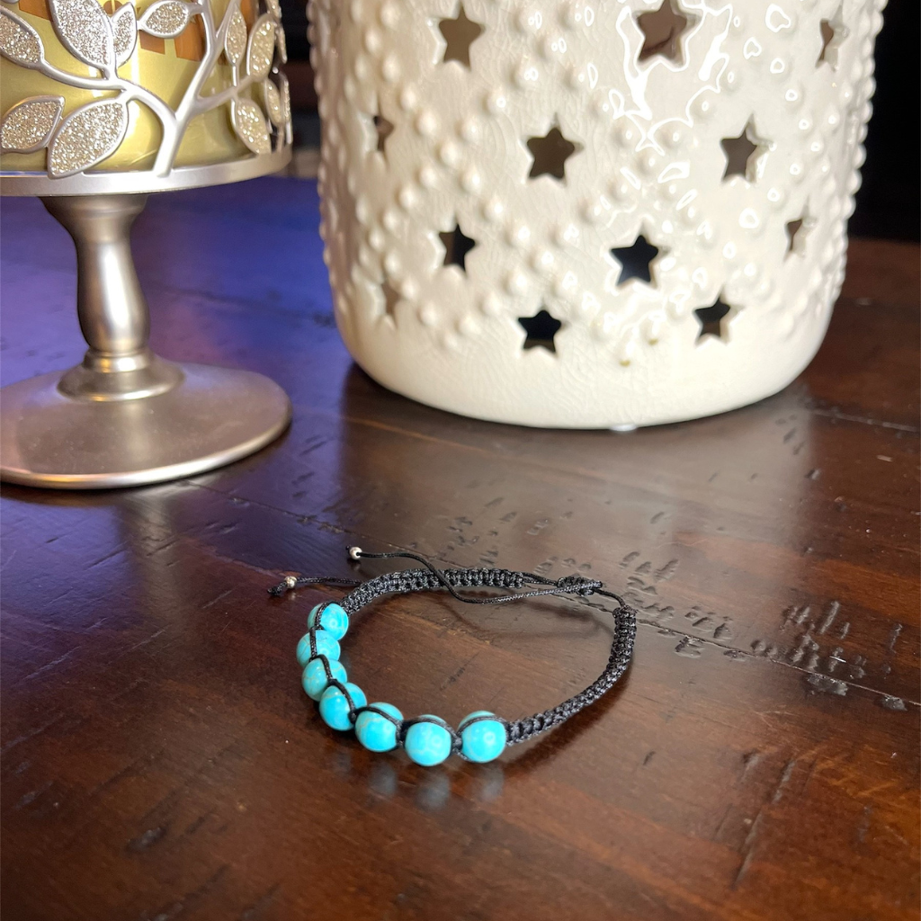 Option #10- 7 Turquoise Beads-Braided Adjustable Cord Bracelet