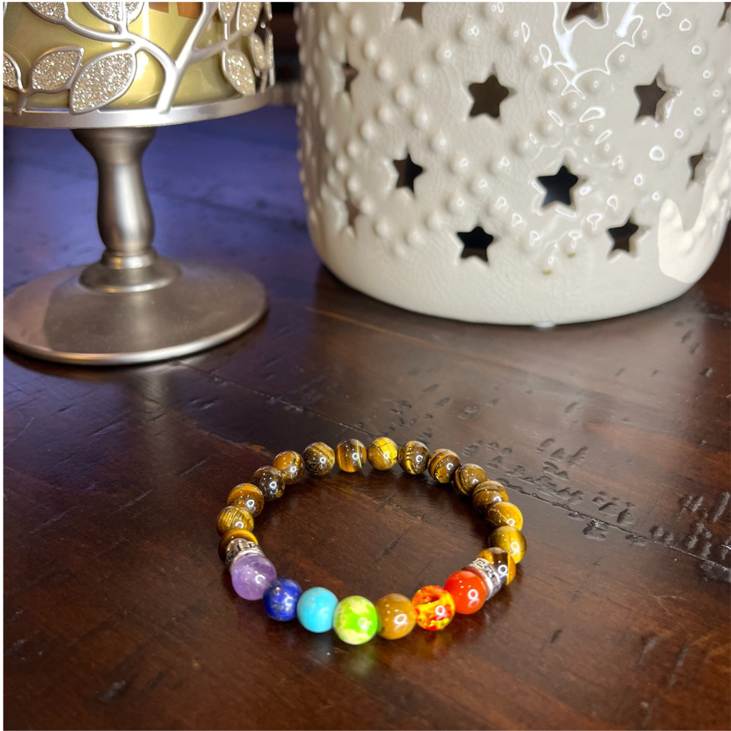 Option #1 - 7 Chakra Beads-Tigers Eye- Stretchy Bracelet