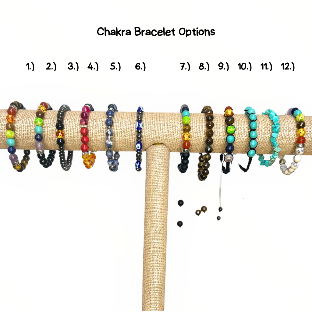 Image of all 12 Chakra Bracelet Options