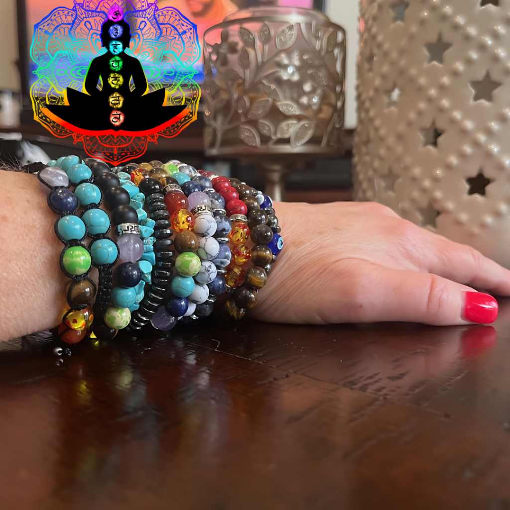 Chakra Stackable Bracelet Sets - Multi-colored, Semi Precious Stone Bead Bracelets