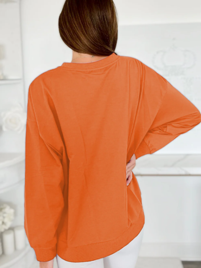 Orange "Game Day" Oversized, Drop Shoulder Ladies Sweatshirt, Back View