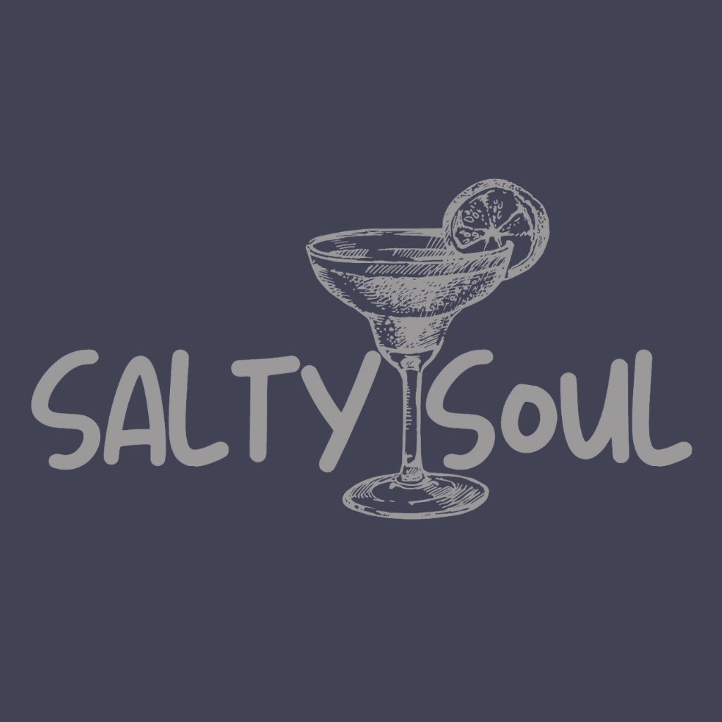 "Salty Soul" - Ladies Vintage Jersey, Classic Fit Tank with Margarita Detail Close Up View