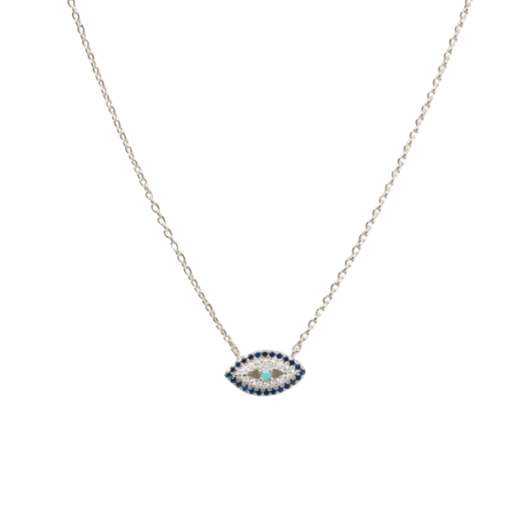 Evil Eye Necklace - Sterling Sliver with CZ Stones