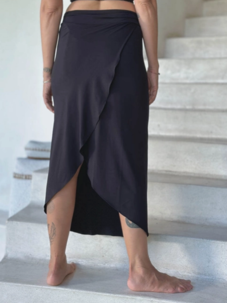 Layer Wrap Skirt with Slit, Back View Drape in Back