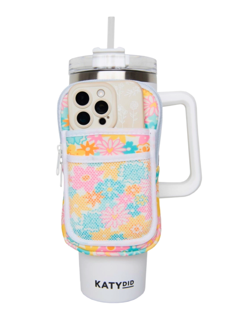 Spring Flowers Tumbler Pouch on White Tumbler 