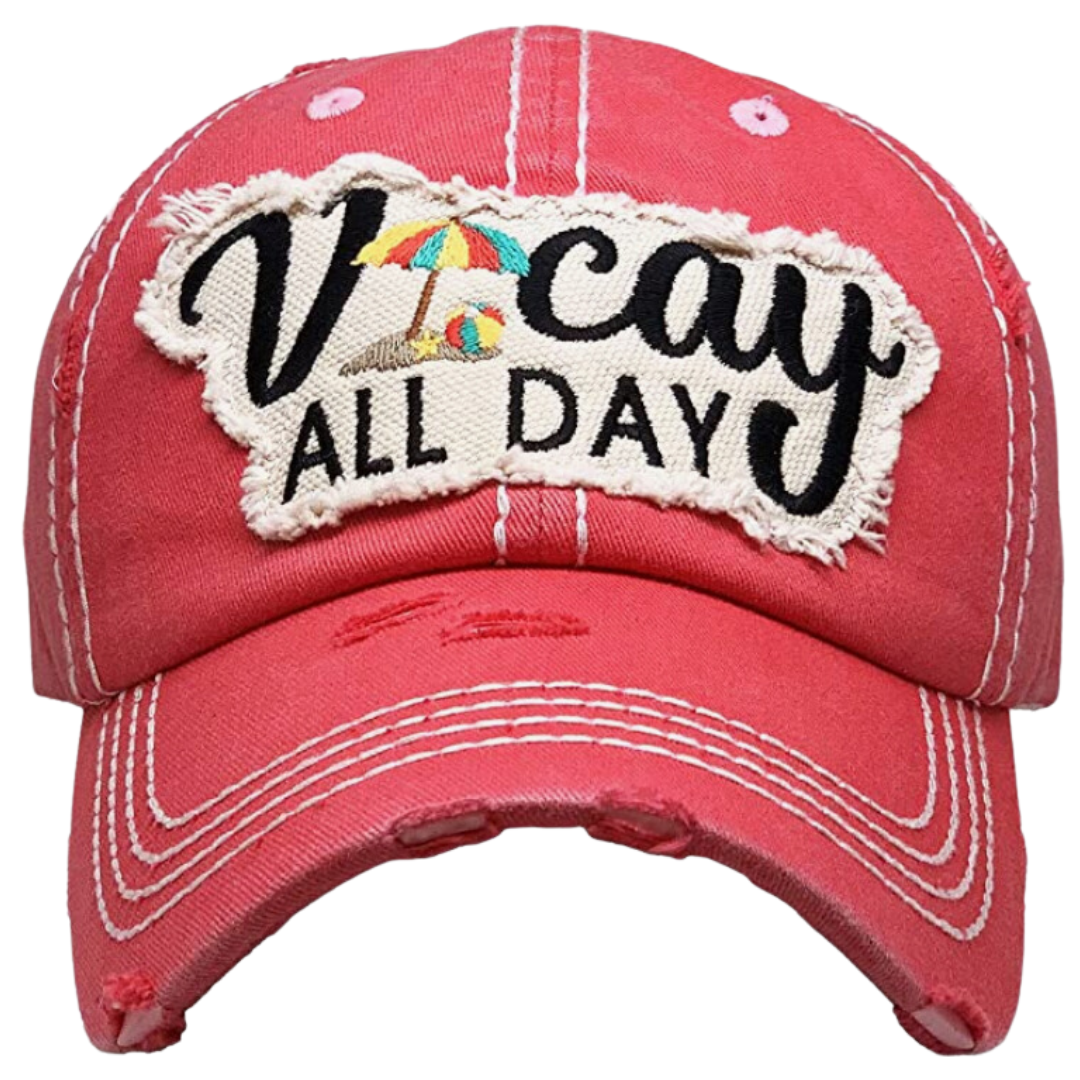 Beach Please" vintage patch hat! With an embroidered patch, a distressed look, and a low profile, this durable, lightweight cap .  Color:  Coral